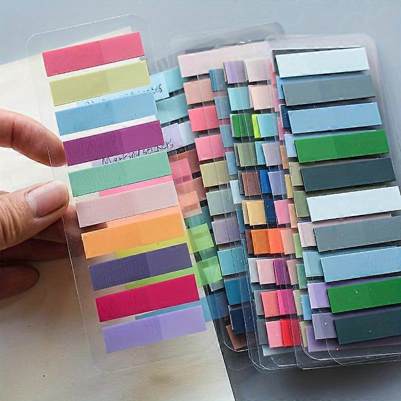 200Pcs European Retro Fluorescent PET Transparent Self-Adhesive Sticky Notes, Morandi Color-Coded Sticky Markers��Office supplies