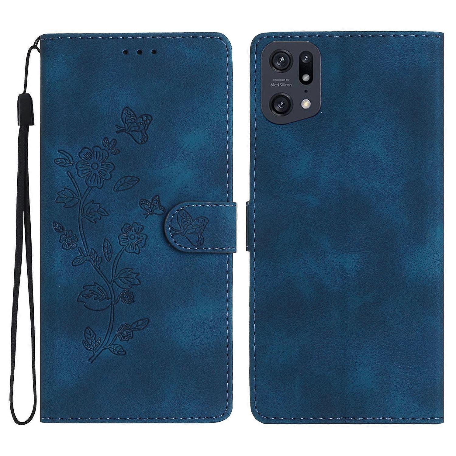 Flower Butterfly Embossing Pattern Leather Phone Case