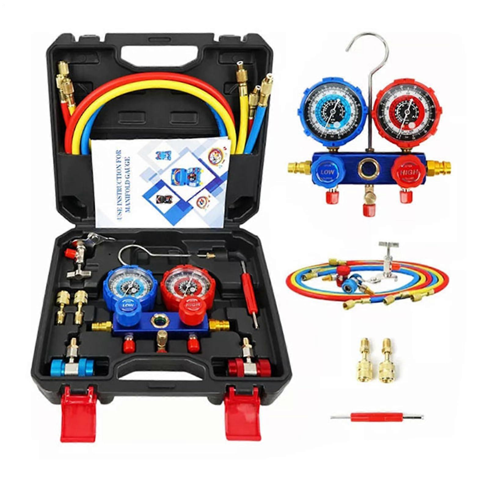 HVAC Manifold Gauge Set for R134a R410a R22 AC Recharge Kit with Large EasyToRead Gauges