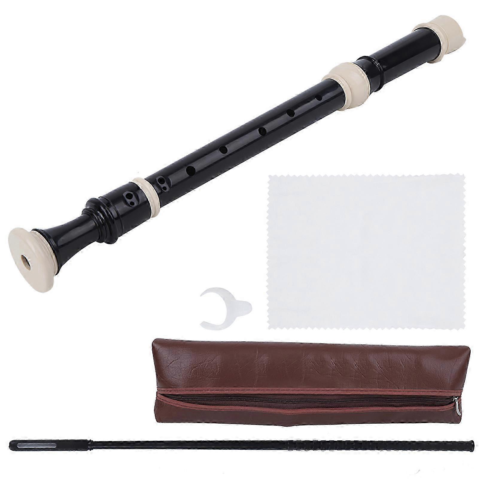 25-26 Recorder 8 Hole Clarinet ABS Resin F Key for Student Beginners Music with Free Cleaning Kit