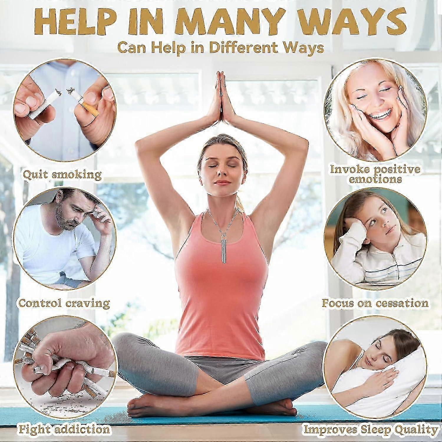 2x 戒烟呼吸项链，焦虑缓解项链，呼吸项链戒烟辅助设备，呼吸练习