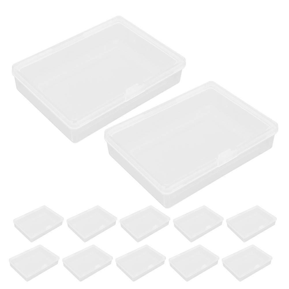 Transparent Card Box for Storage with Hinged Lid 24Pcs Plastic Containers