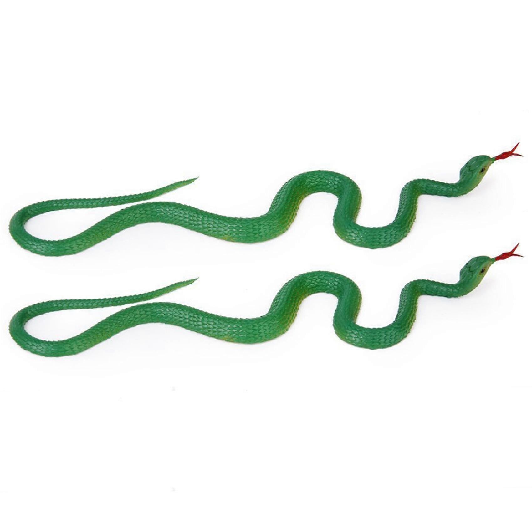 2X Simulation Soft Plastic Toy Snake Simulation Snake Rubber Tip Toy - Green