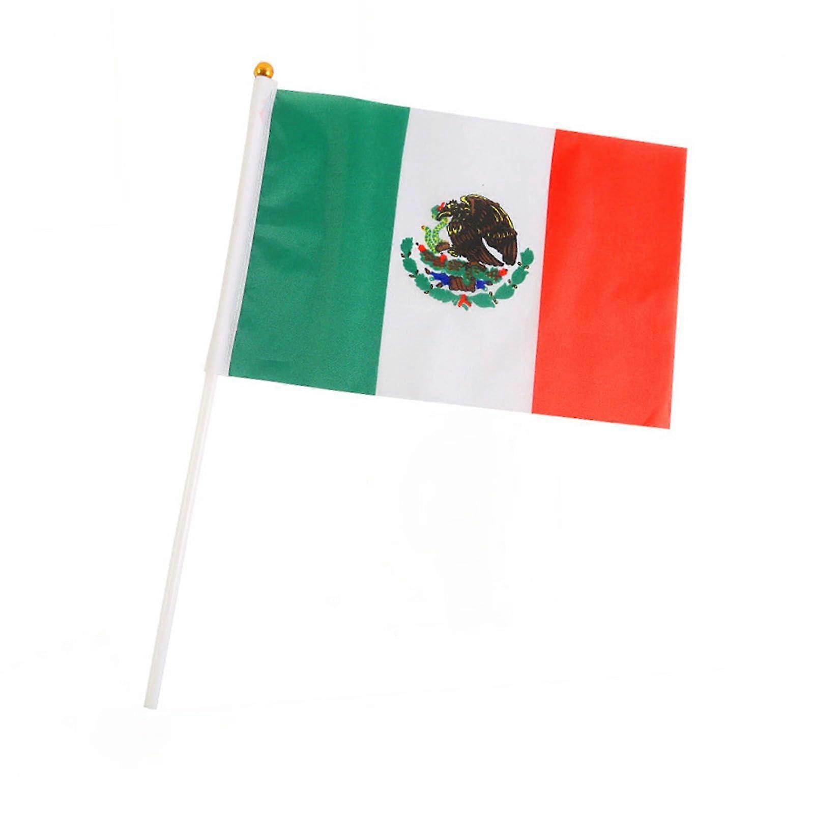 Mexican Flag 10x15cm with Eagle Emblem, Small Desk Display for Independence Day, FadeResistant Polyester