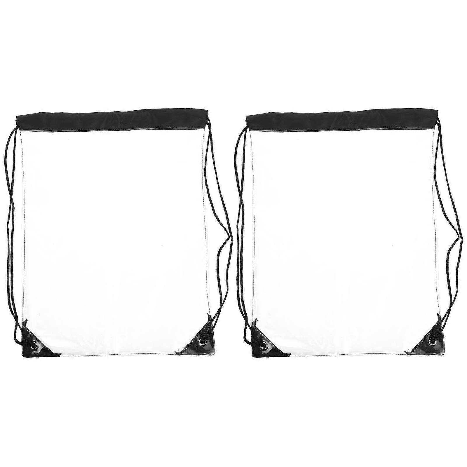 Cosmetic Bag Drawstring for Storage Use 2Pcs Transparent PVC Material