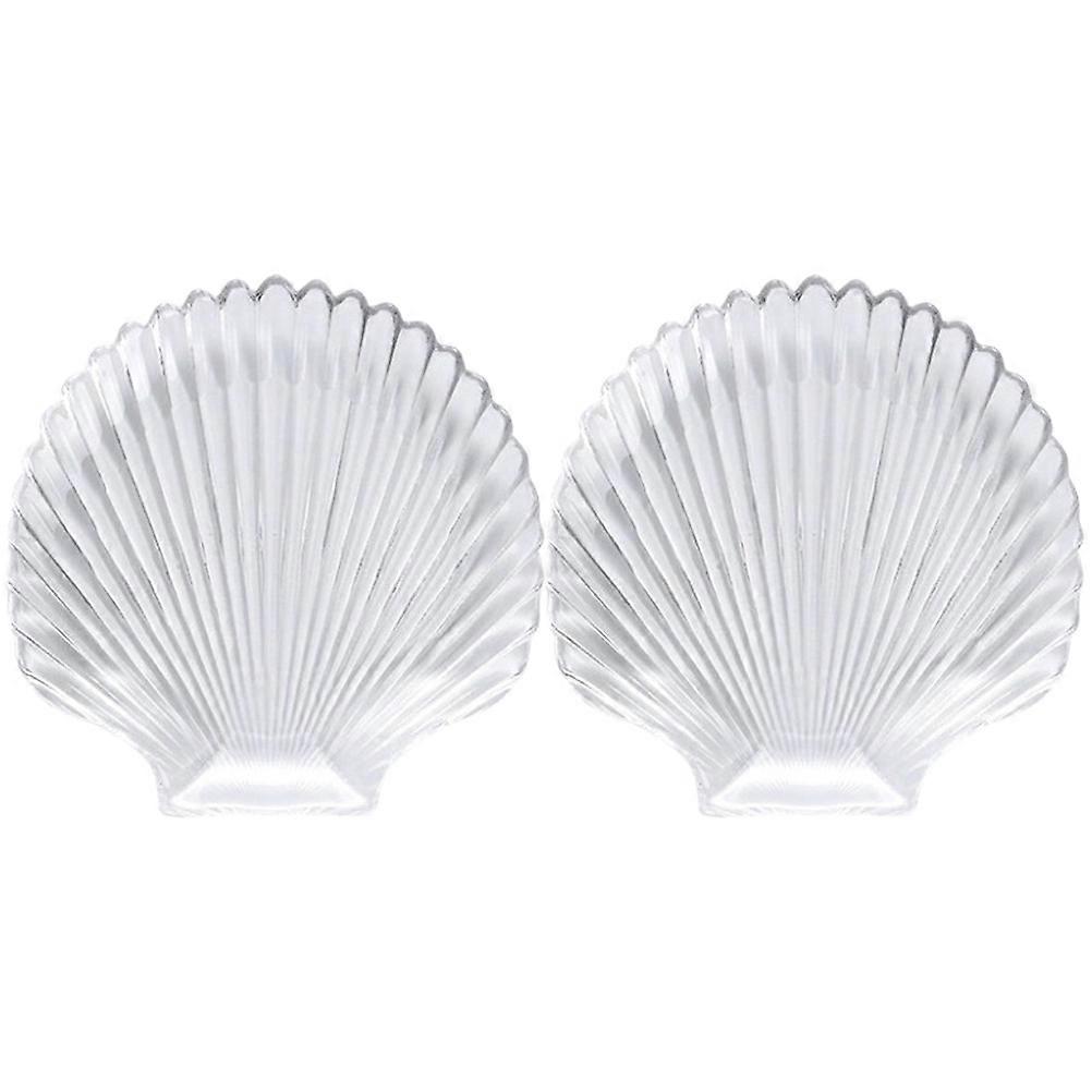 Snack Tray Fruit Display Tray Home Use Scallop Shape Glass Multi-functional 2Set
