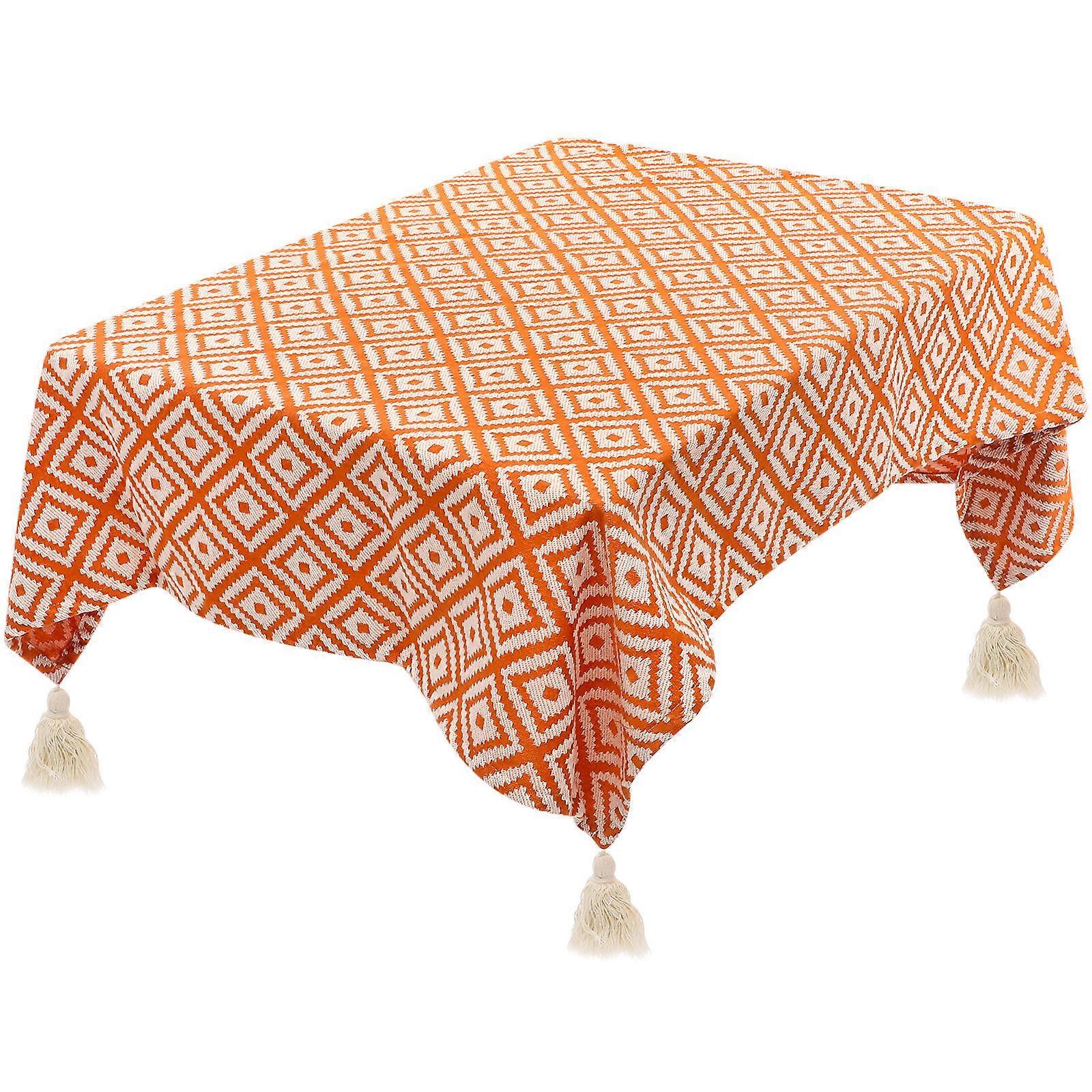 Practical Vintage Table Cloth Rectangular Table Runner 140x100cm Orange Dust-proof 1Pack
