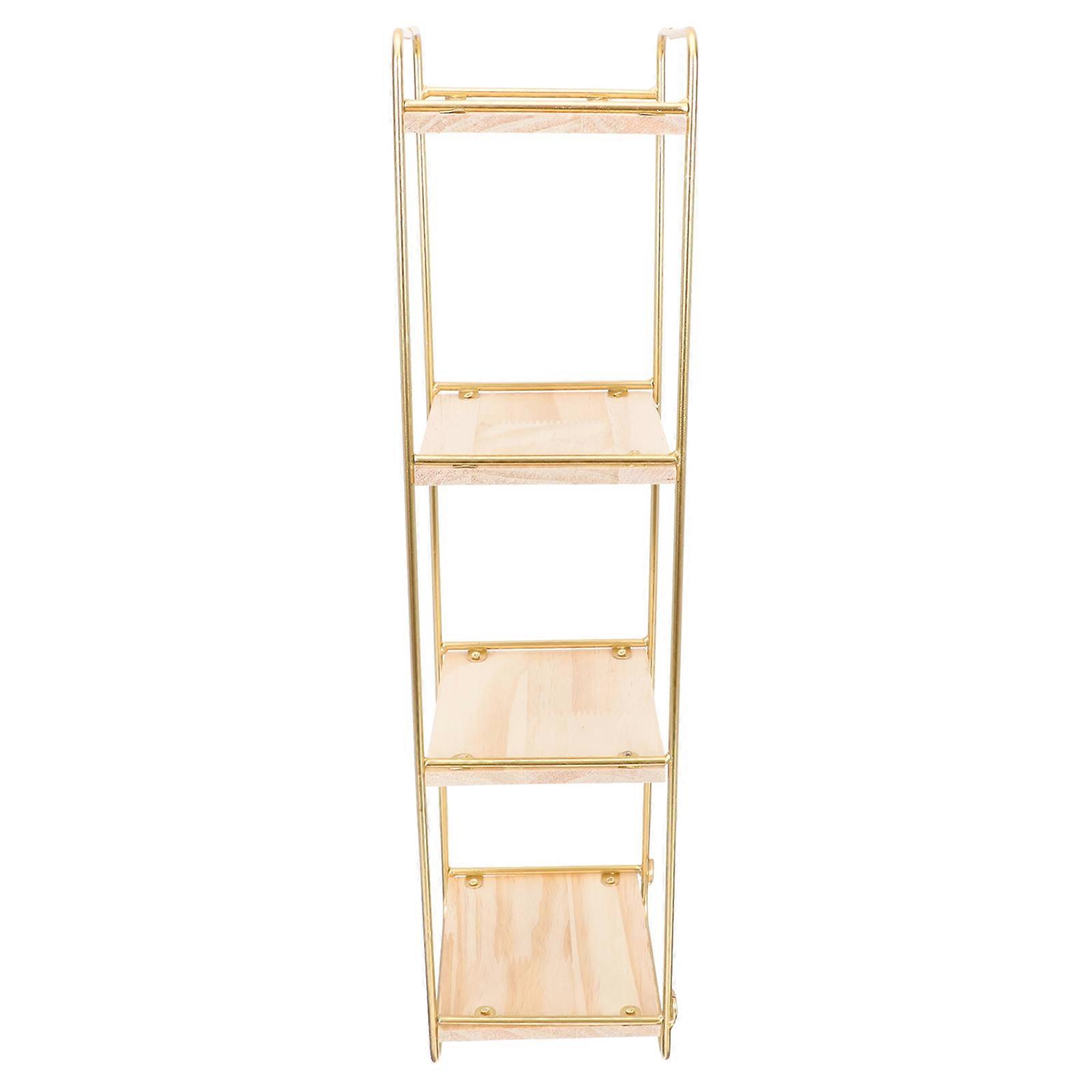 Hanging Book Shelf Gold Multi-Layer Storage Rack for Home Wall Shelf