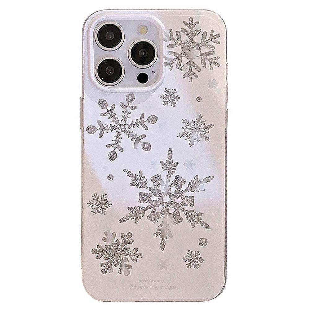 For iPhone 14 Pro Case Glitter Snowflake Pattern TPU Phone Cover