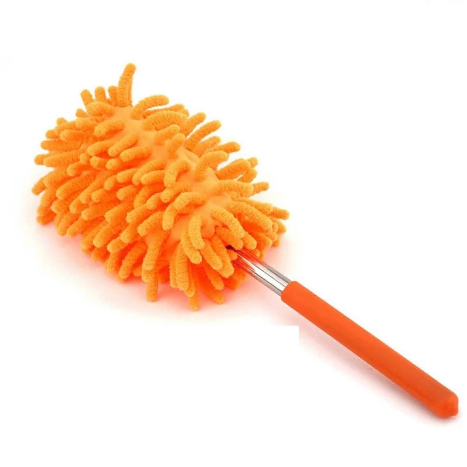 Extendable Microfiber Duster with Long Handle for  Ceilings Home Cleaning (Orange)