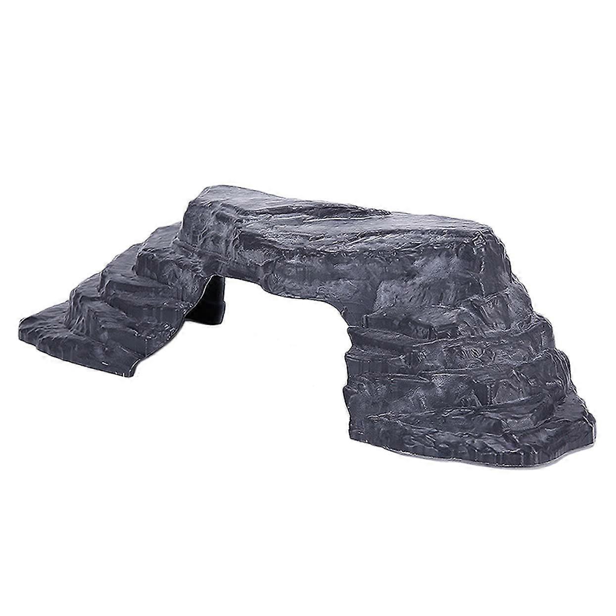 Turtle Basking Platform with Climbing Ramp, Realistic Rock Design and Aquarium Turtle Hideout