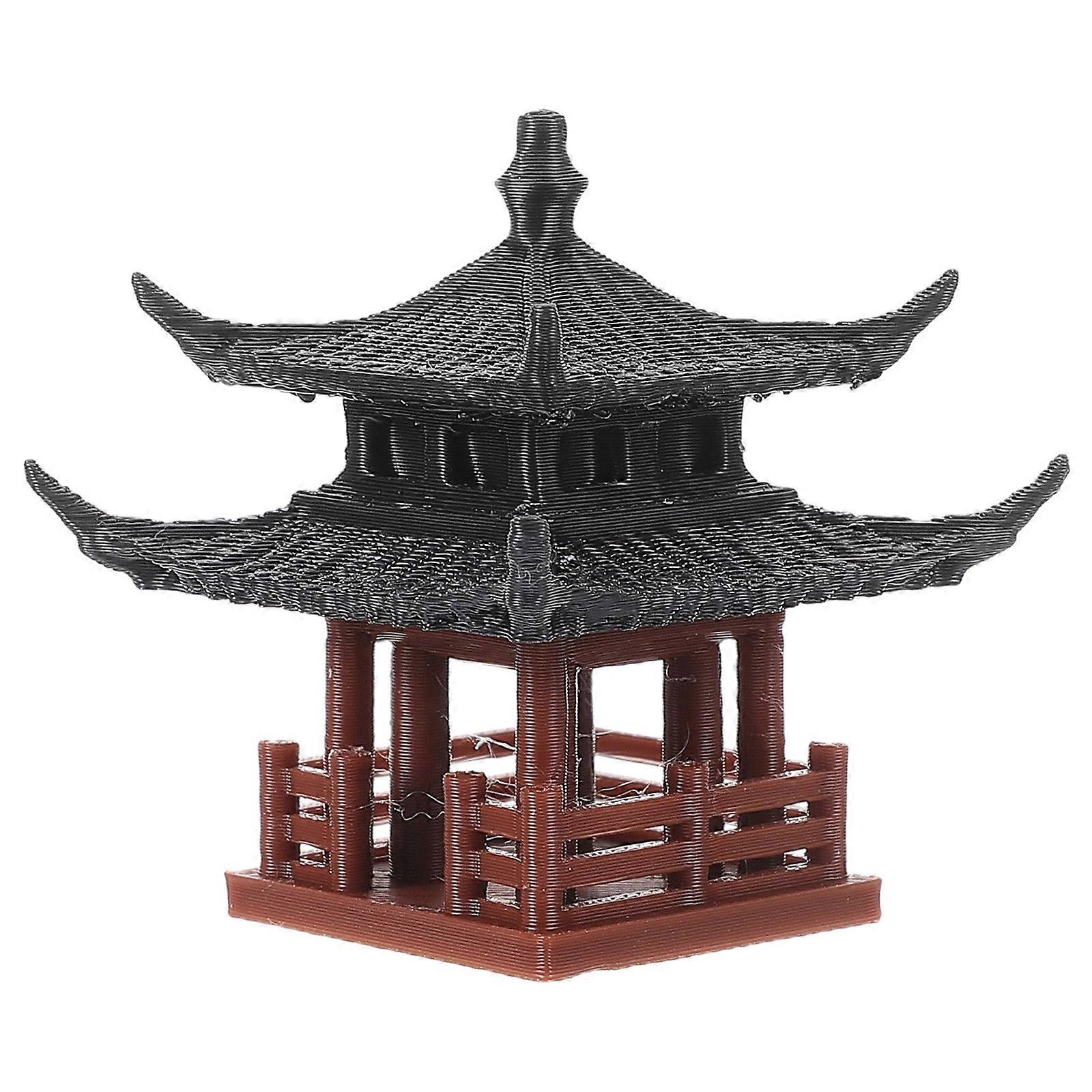 Miniature Pavilion Statue Decor for Garden Use Plastic Ornament