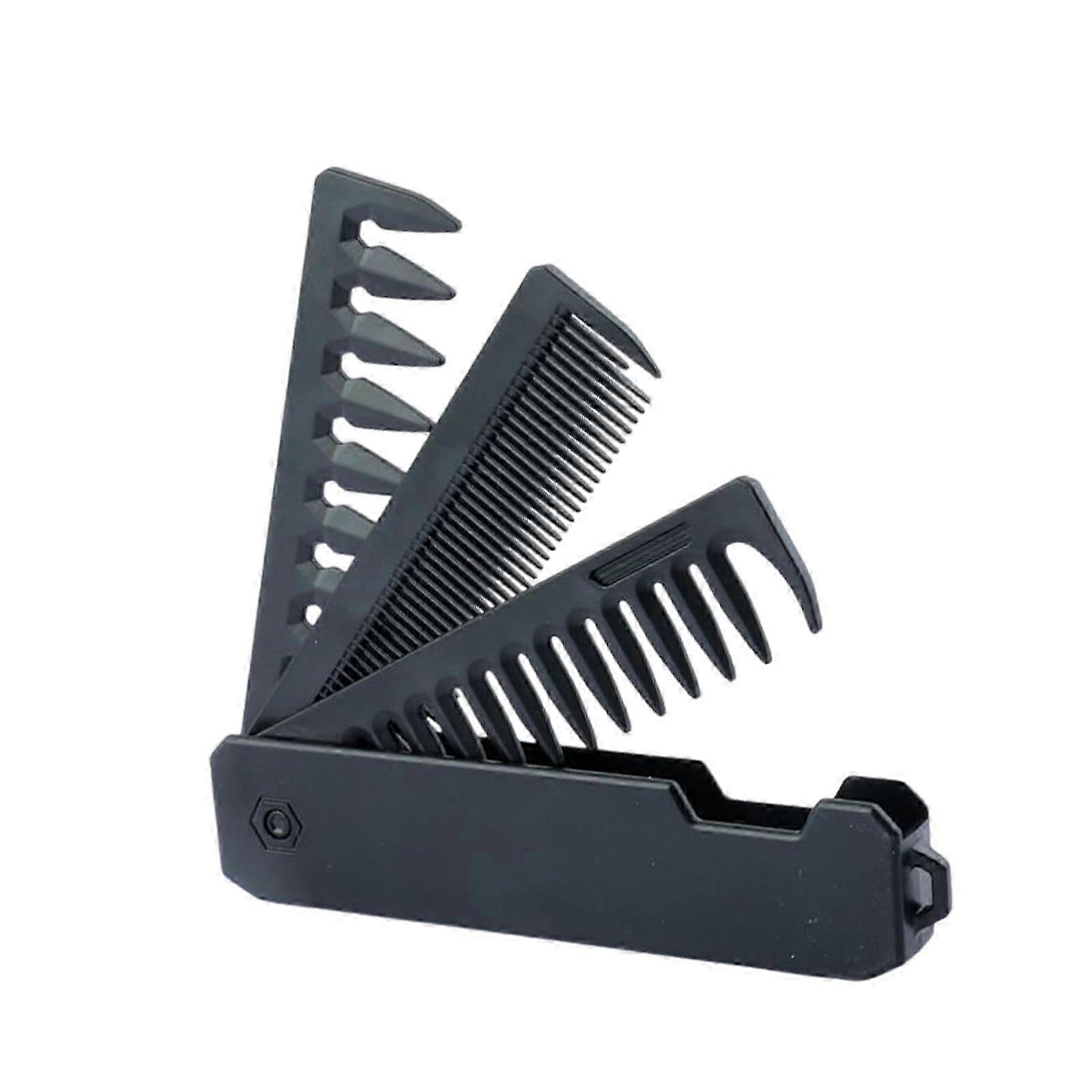 Folding Hair Comb with Wide and Fine Teeth for Men and Women, 3 in 1 Travel Grooming Tool