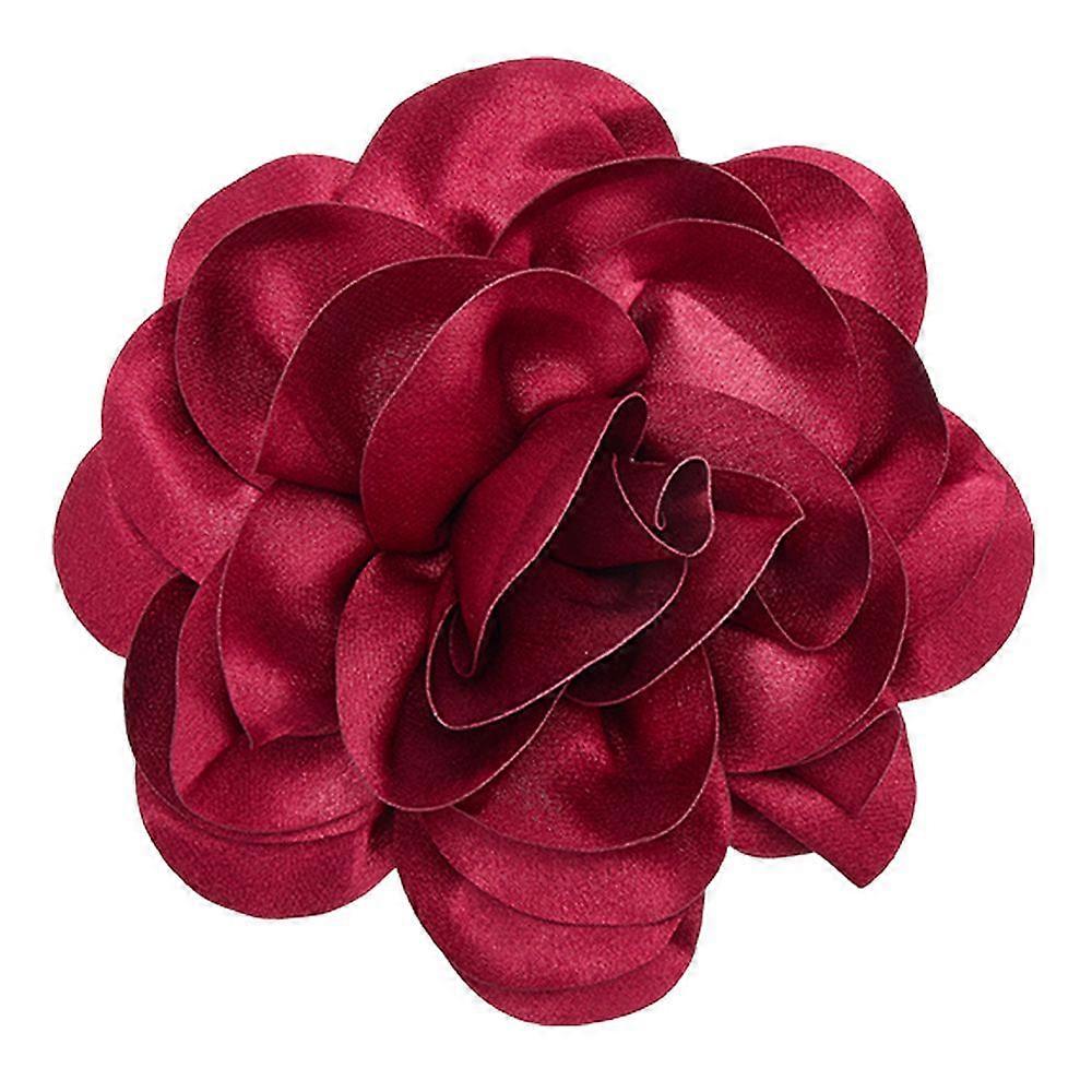 Flower Polyester Brooches with Iron Pins Dark Red 198mm