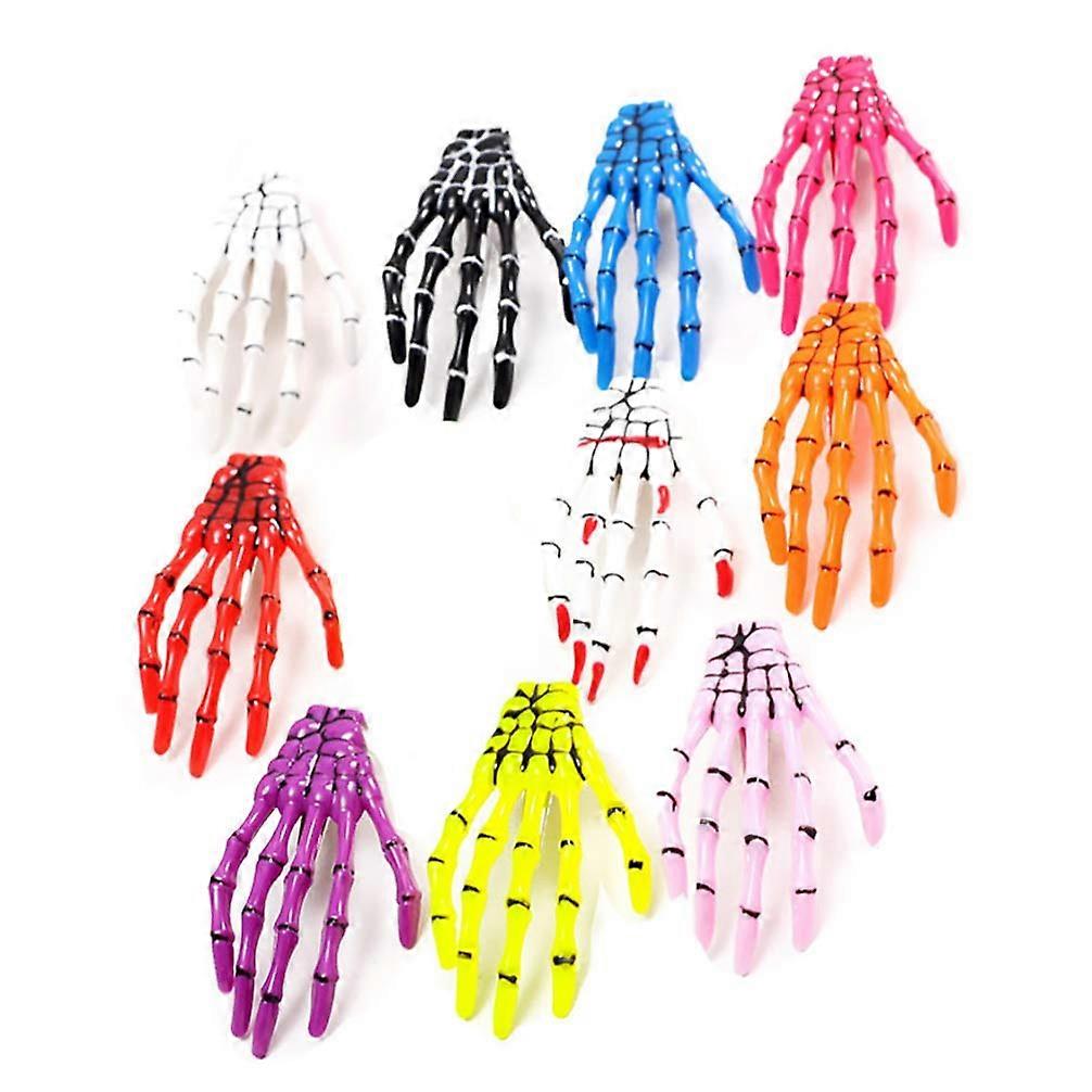Skeleton Hand Hair Clips Set with Durable Metal Hinge for Versatile Styling, 10pcs MultiColor