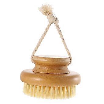 Body Scrubber for Shower Exfoliation, Round Bamboo Bath Brush for Back, Deep Skin Cleaning