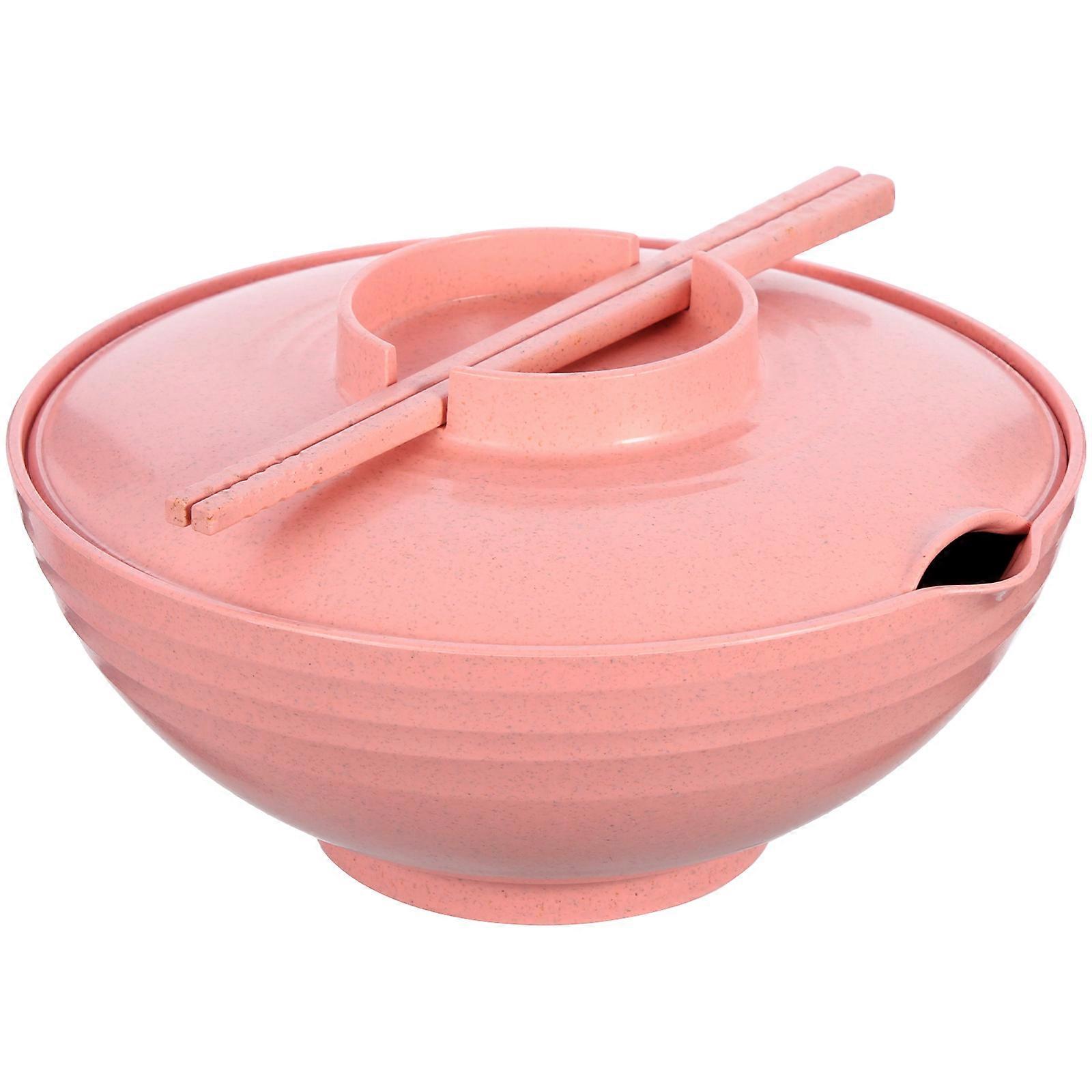 Pink Ramen Bowl with Chopsticks for Storage Use 1Set Multi-Function Noodle Bowl