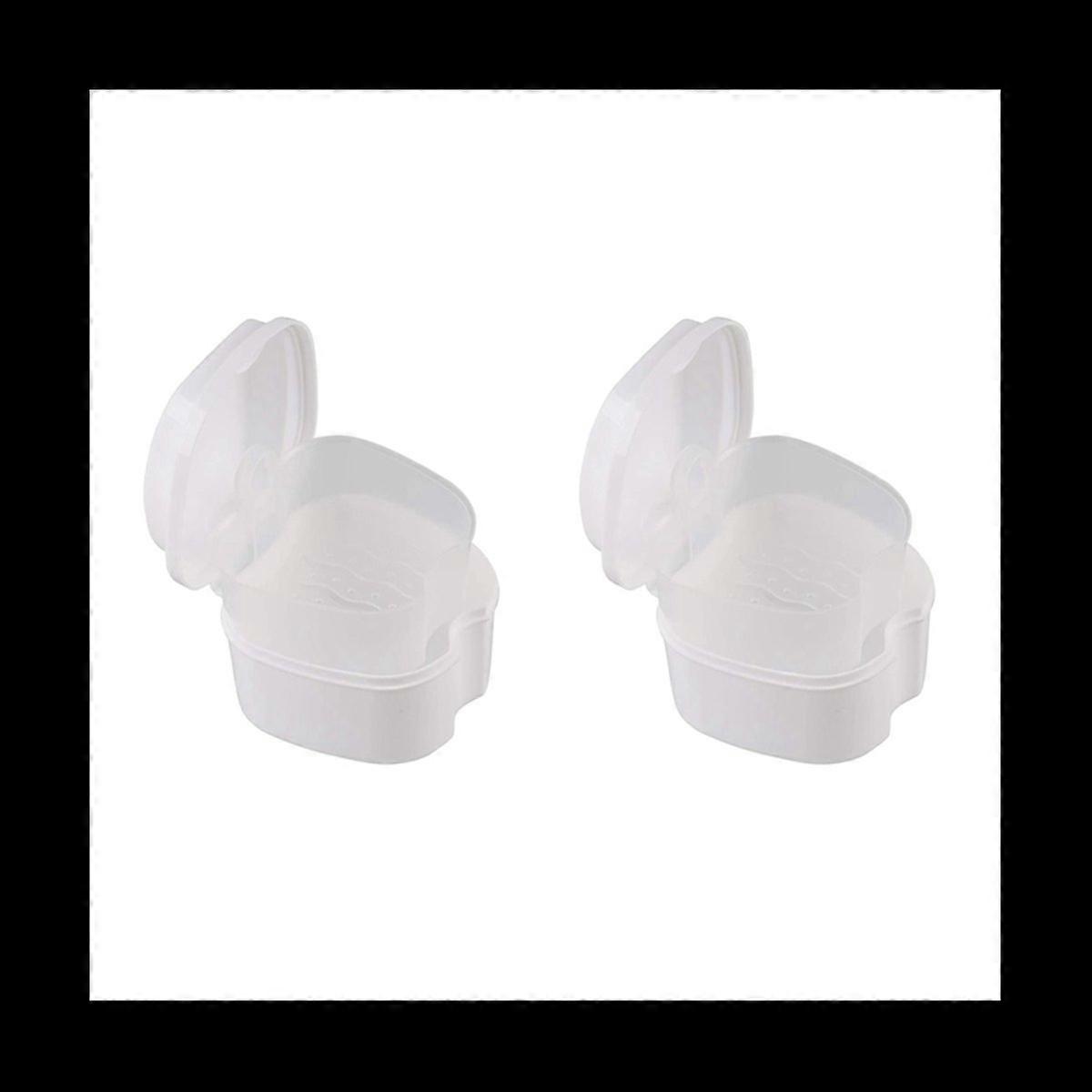 Denture Case, Denture Cup with Strainer, Denture Bath Box False Teeth Storage Box with Basket Net Co