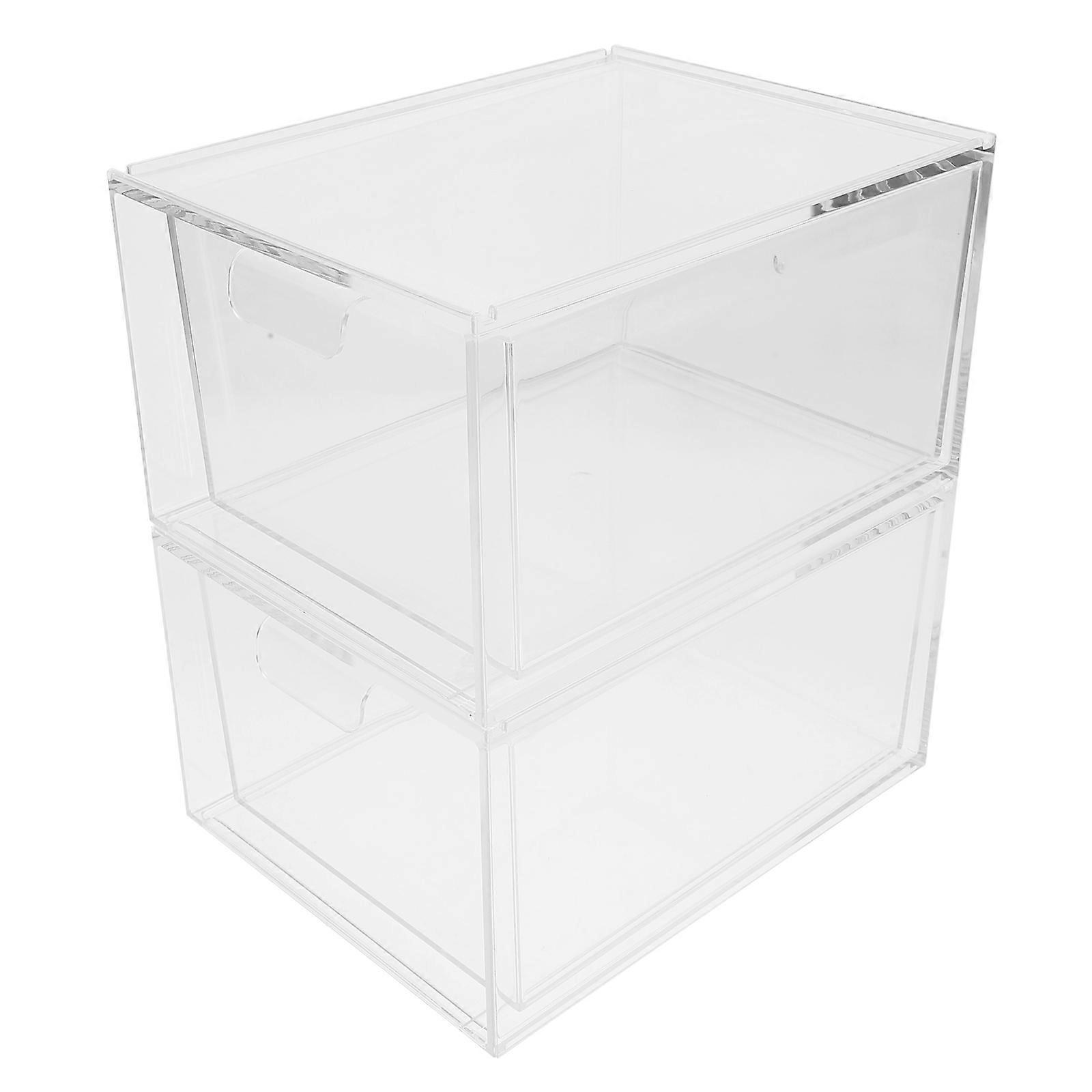 Cosmetics Storage Box Drawer for Storage 2Pcs Stackable Transparent Boxes