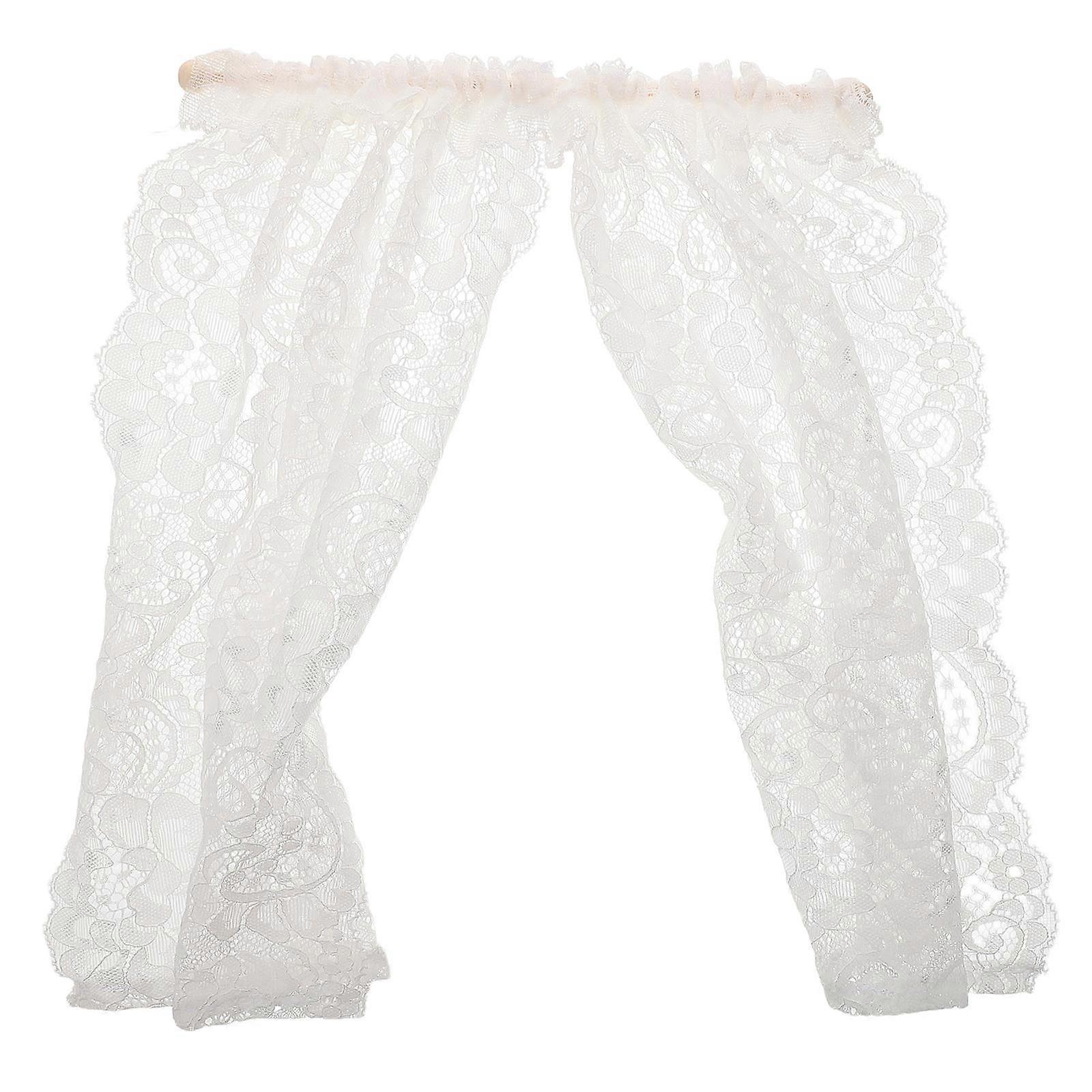 Dollhouse Decorative Window Drapes Lace Curtains with Interactive Feature