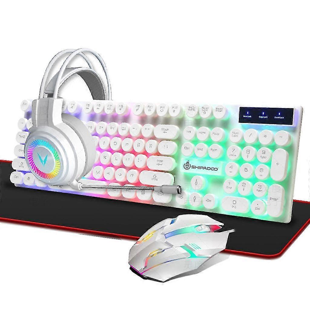 Mechanical Keyboard Mouse Headset With Microphone Large Mouse Pad Rgb Backlit