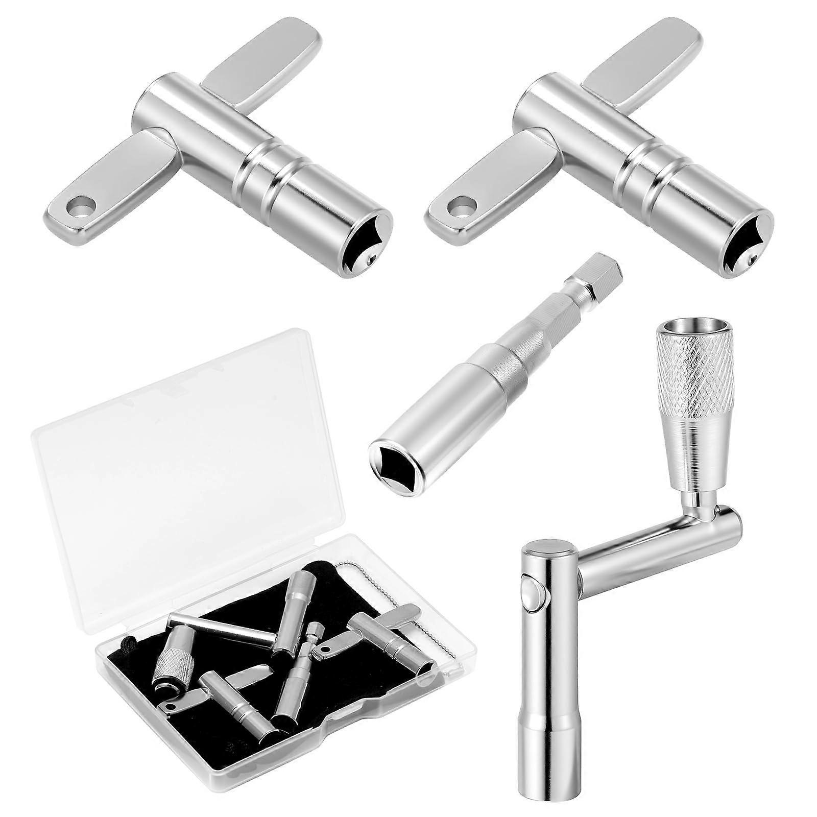 Drum Tuning Key Set with Drill Bit, Dual Operation Mode, Precision Tuning Control, Chrome Finish Case