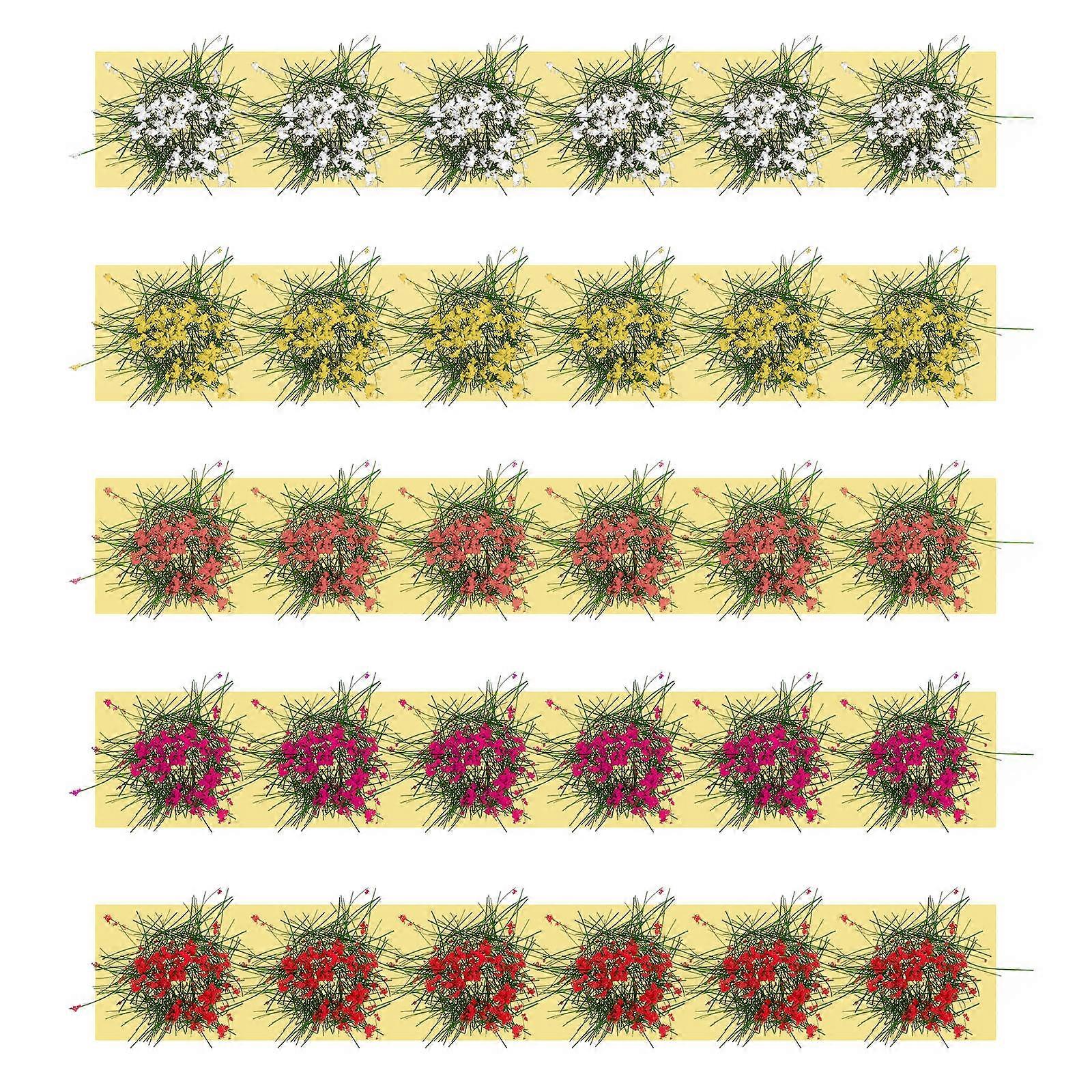 5pcs Microlandscape Mini Flower Clusters Static Scenery Models DIY Miniature Grass Clusters