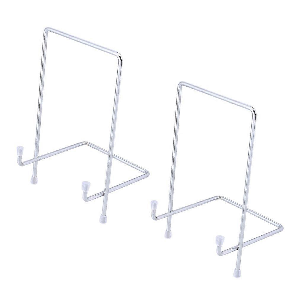 Photo Frame Display Stand Silver Metal Brackets for 2Pcs Set