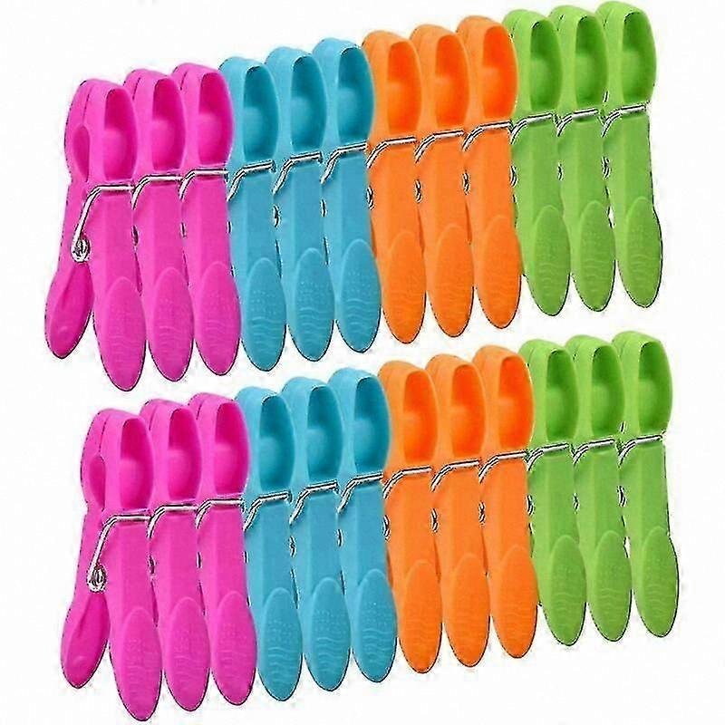 Multicolor Windproof Clothes Pegs - 48 Pack Plastic Clothespins compatible with Clothesline Use