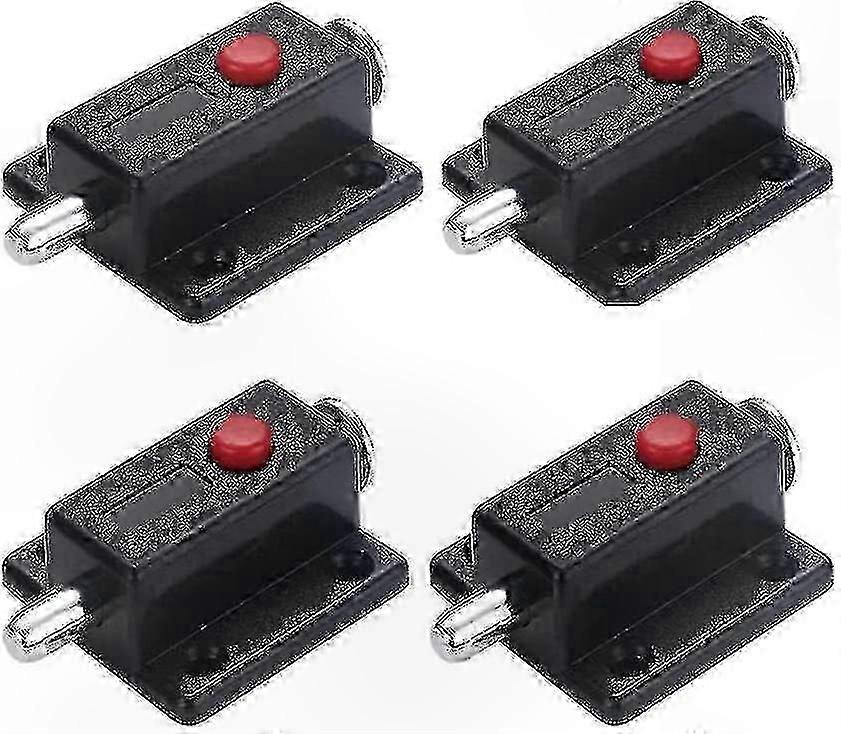 Spring-Loaded Door Latch with Push Button, Black, 10 Pack