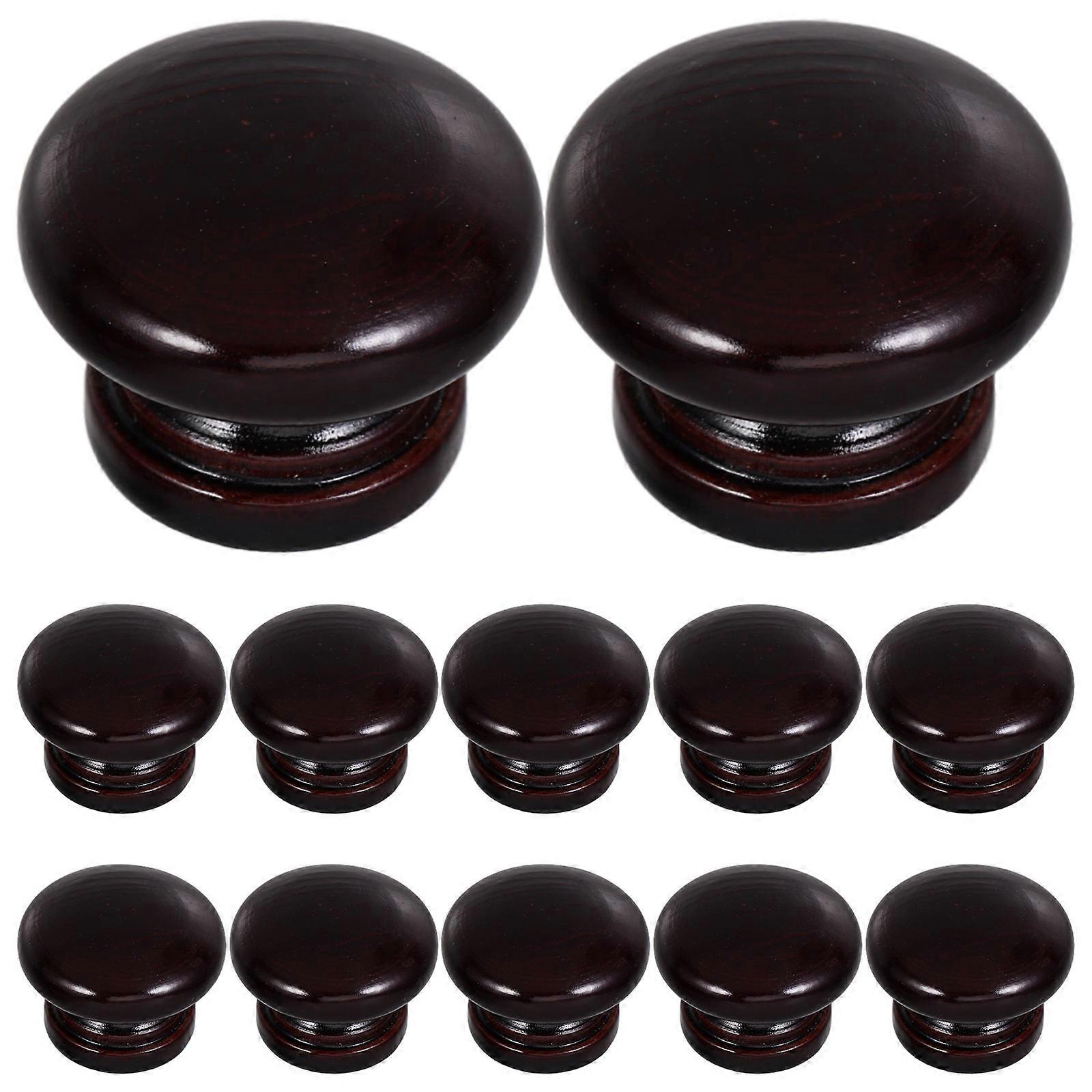 Wooden Dresser Knobs for Decor 12Pcs Retro Drawer Pulls and Knobs Black Wood