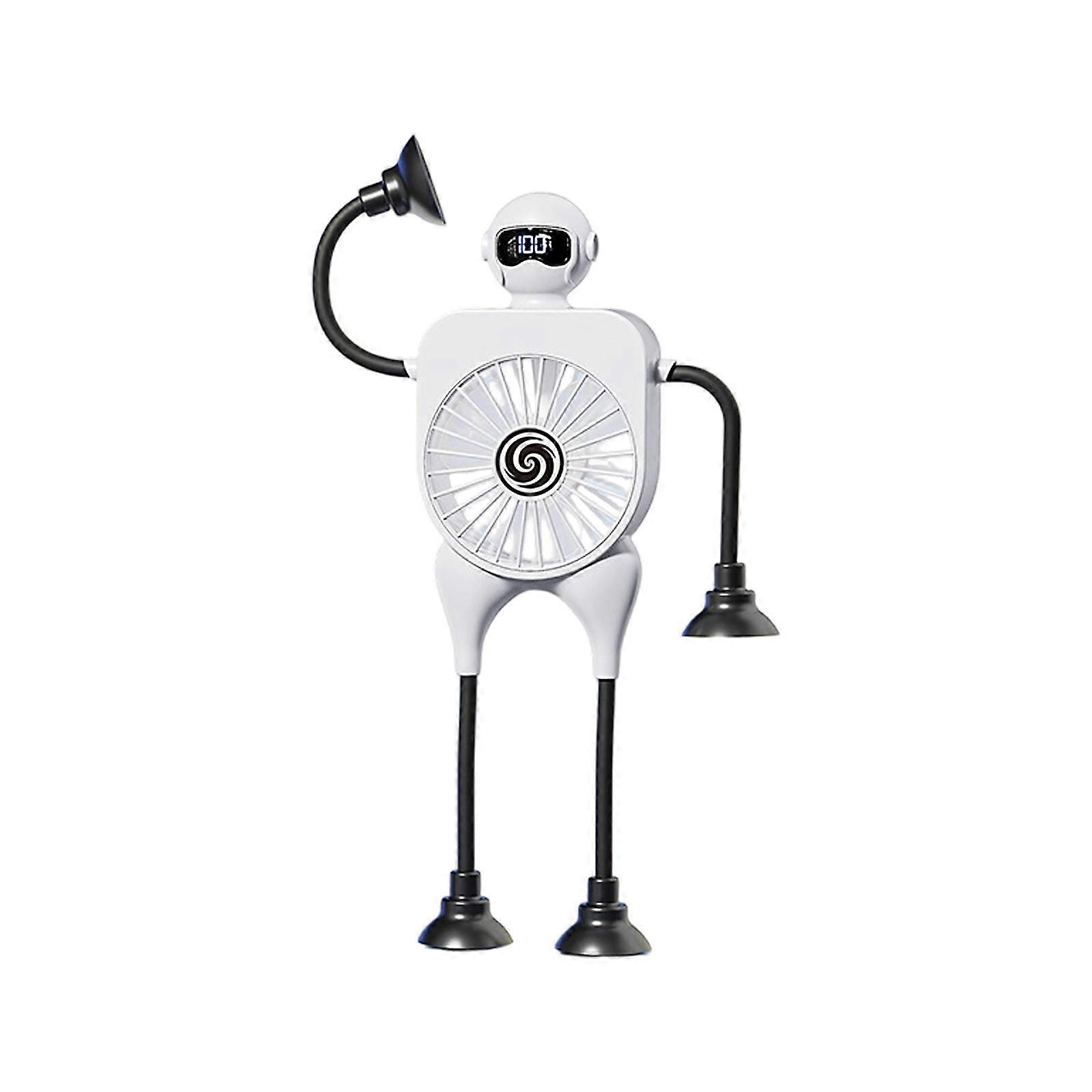 Adjustable Robot Fan With 6 Speed grades And Flexible Holders For Home Office Travel  White