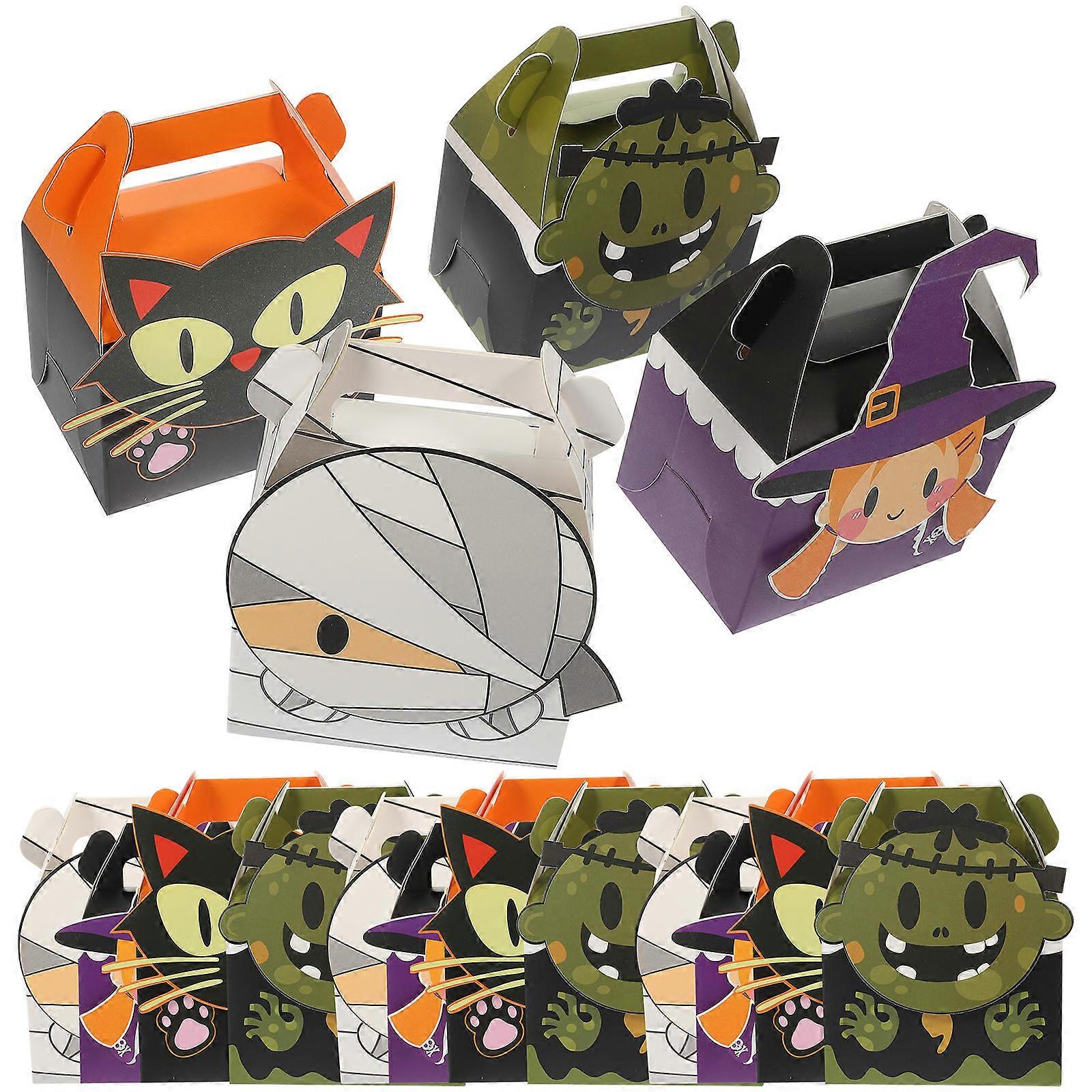 Halloween Candy Boxes 24Pcs Rectangular Cookie Packing Boxes Assorted Color Storage Gift Box Style For Festive Use