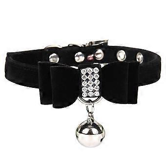 Meisjes Halsbanden voor Middelgrote Honden met Strik Fluweel Elegante Strik Touw Kattenhalsband Bel Ketting Huisdier Halsband Brede Hondenhalsbanden voor Grote Honden (Zwart, M)