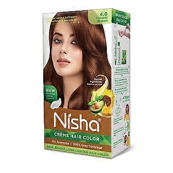 Nisha Natural Permanent Creme Hair Color Natural Brown 120g Grey Coverage Hair Dye