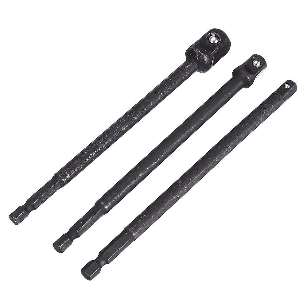 3Pcs 1/4 Inch Shank 150mm Socket Adapter Extension Socket Impact Driver Adapter
