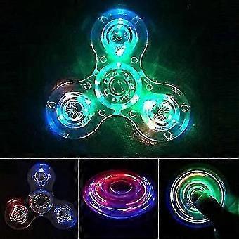 Kristall Led Licht Fidget Spinner Spielzeug Hand Tri Spinner Einfinger Schnelle Lager Angst Erleichterung EDC Spielzeug