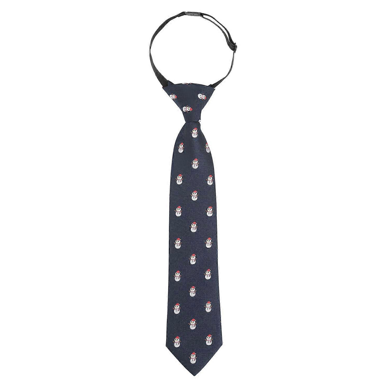 Navy Blue Snowman Elasticated Tie For Boys