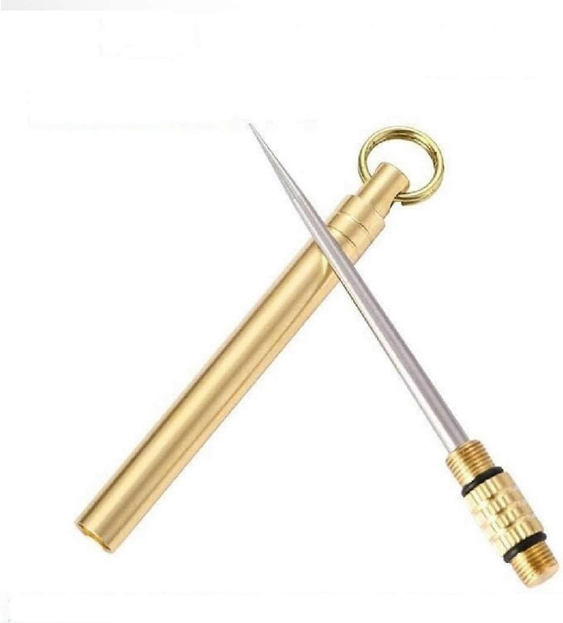 Portable Toothpicks - Titanium Pocket Toothpick with Key Ring (Brass, Mini,