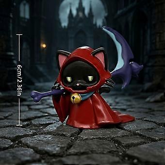 Gothic Cloaked Cat Anime Figure, PVC Small Statuette, Random 1pc Out of 6 Colors, Home Desktop Decoration, Holiday Gift for Christmas Halloween Thanks