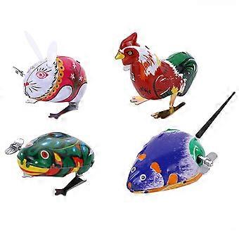 4Pcs IJzeren Dier Opwindspeelgoed Grappig Springen Speelgoed Kinderspeelgoed Gemengde Kleur