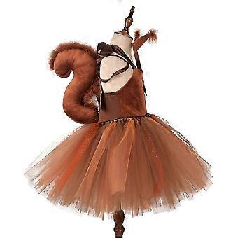 Vestido de animal esquilo infantil para dramatização e performance no dia das crianças
