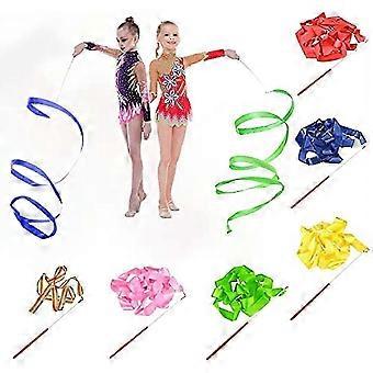 6 Pcs 2m Baton Twirling Ribbons Rhythmic Gymnastics Streamers for Kids Dance Activities