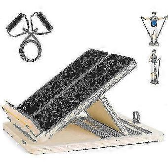 Professional Incline Board, Adjustable Wooden Calf Stretcher, Ankle Stretch Board with Resistance Tube, Portable Foldable Design