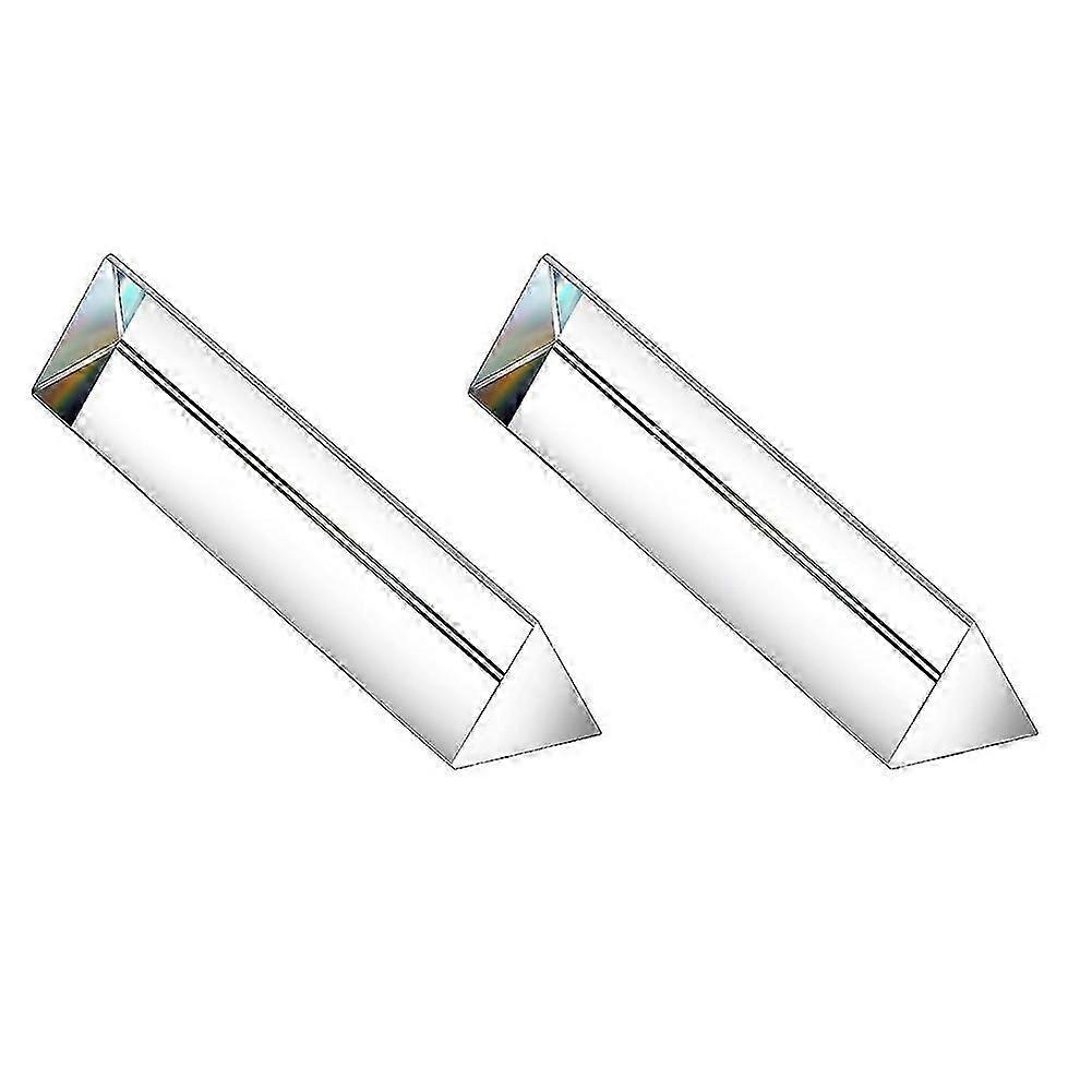 2Pcs 6Inch Crystal Optical Glass Triangular Prism for P ography Effects Physics Teaching Light Sp