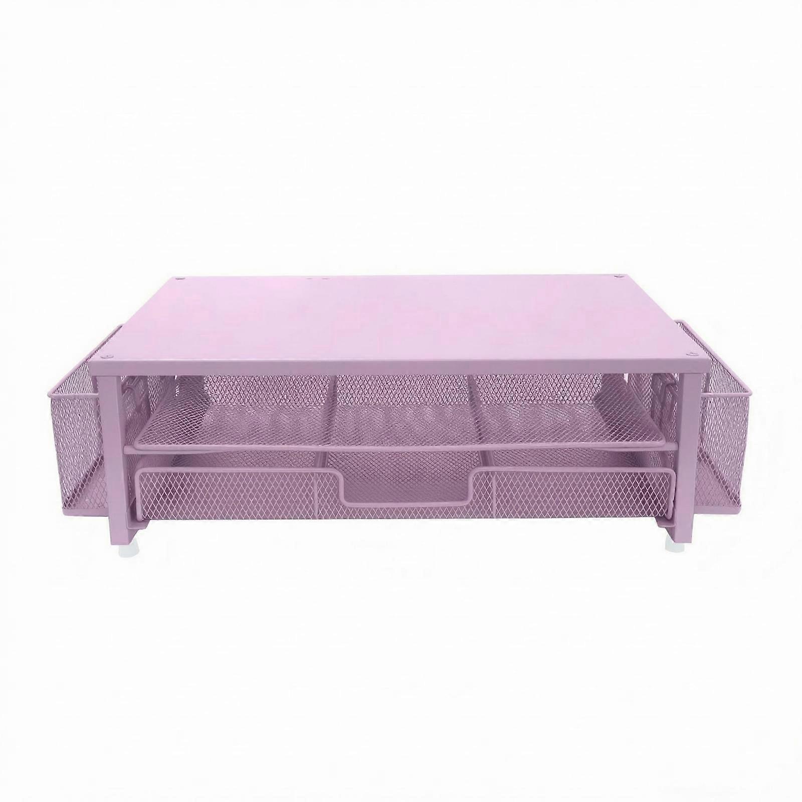 Screen Riser with Drawer Mesh Desktop Screen Riser Side Compartments Desk Shelf