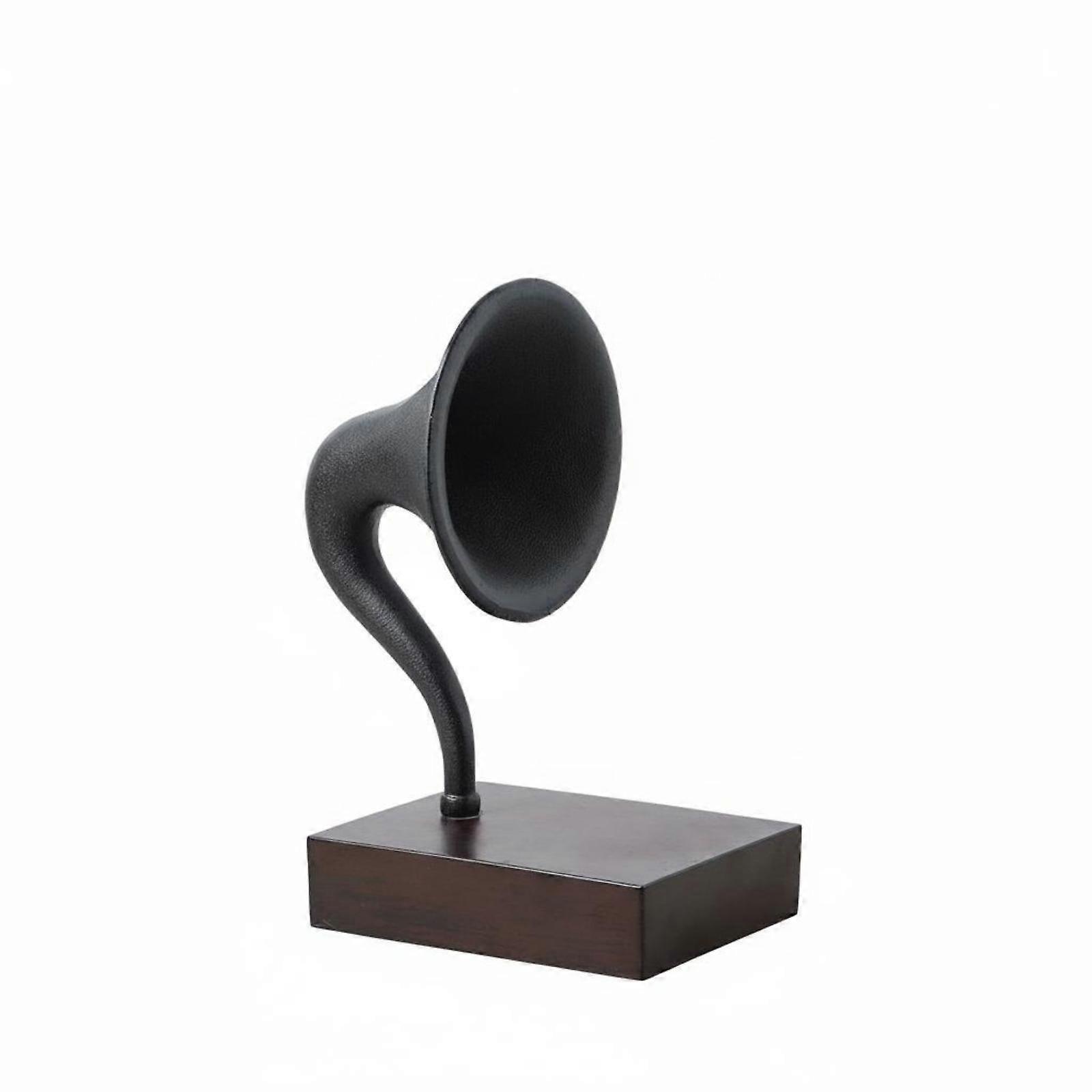 Gramophone Figurine Speaker-Shaped Desktop Gramophone Rectangular Base for Shelf