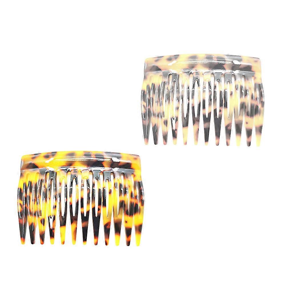 Leopard Pattern Acetate Hair Combs for Decoration Use 4Pcs Pack