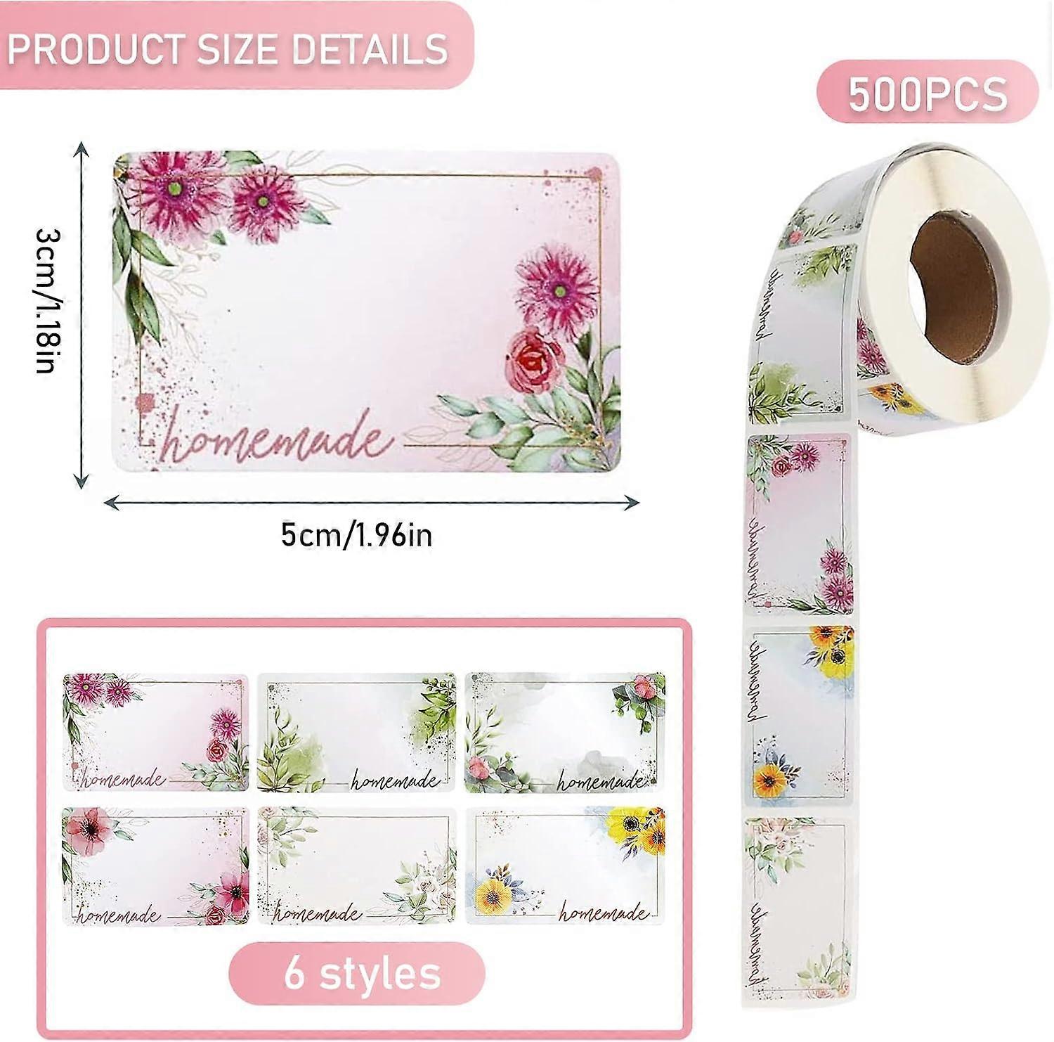 500 pcs Floral Rectangular Jam Tags, Self-Adhesive Labels.C5