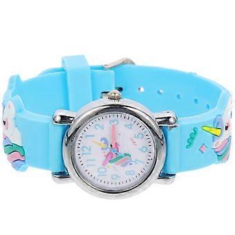 3Pcs Blue Unicorn Mechanical Watch Cartoon Style For Kids 22X3.5CM Timekeeping